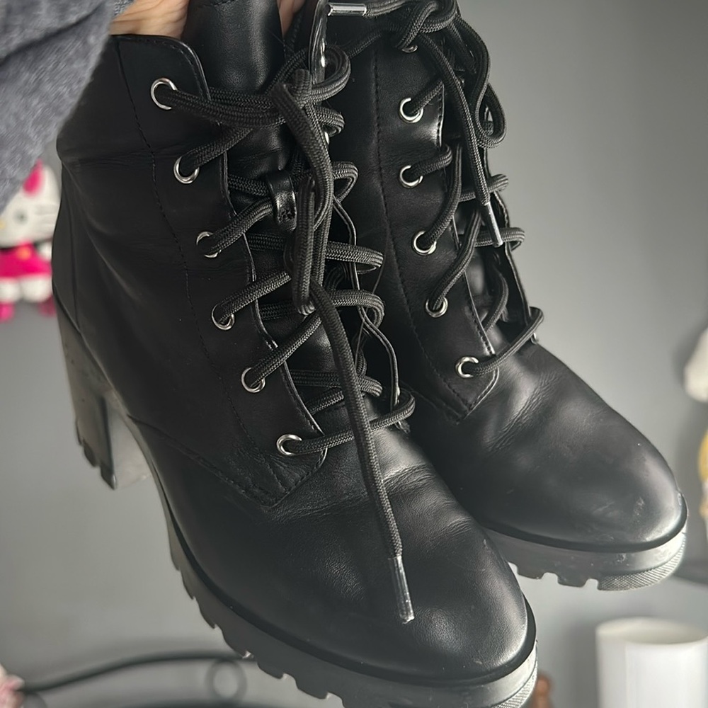 Black shoe lace booties